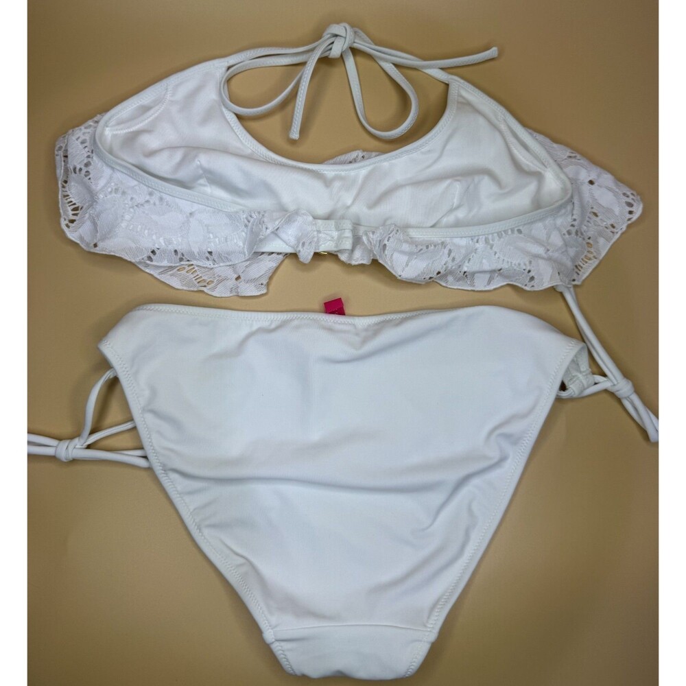Victoria’s Secret White Floral Lace Bikini Small Top & Bottom Size Medium